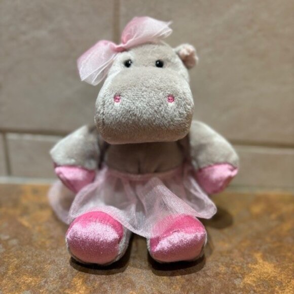 Douglas Grey Hippo Ballerina Pink Tutu Plush Stuffed Animal 2012 8" Toy - Picture 1 of 8